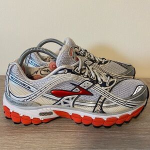 Brooks Size 7 “Trance 10" Womens Running Shoes Silver Red